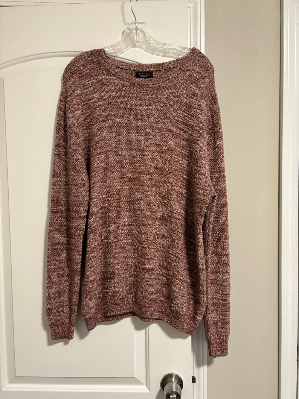 ZARA MEN, Marled Knit Sweater in Dusty Rose, Size XL